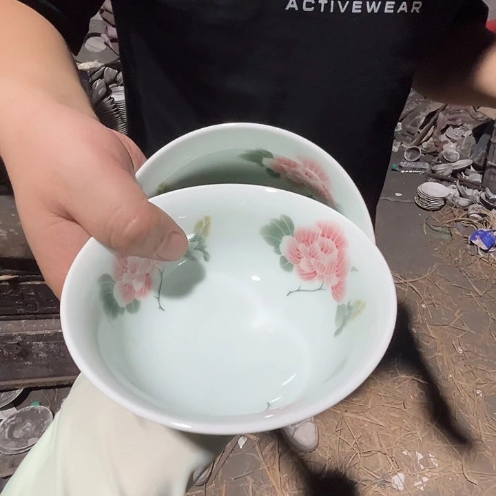 景德镇陶瓷影青芙蓉5寸米饭碗2只