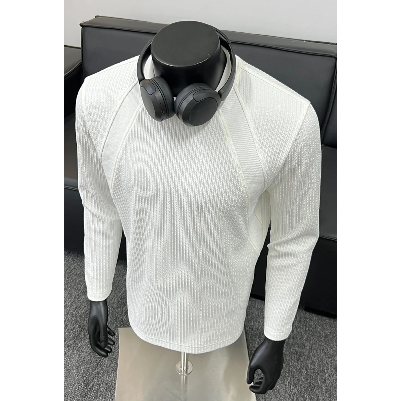 cleanfit解构拼接肌理感长袖T恤男秋季高级感潮牌宽松叠穿打底衫