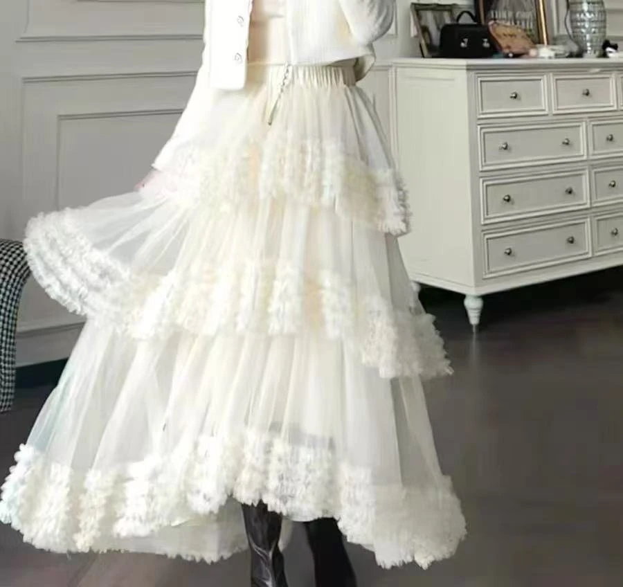 风华珏（挚爱）秋季时尚不规则小众层次网纱裙半身裙