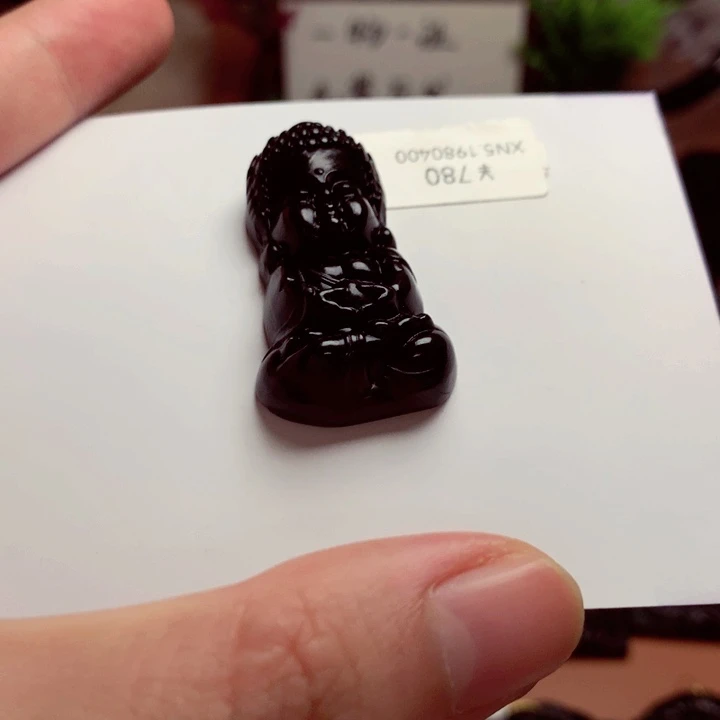 天然缅甸a货钢琴黑挂件