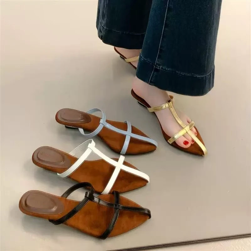 夏休闲款法式拖鞋女新款配裙子仙女风拖鞋53L1732