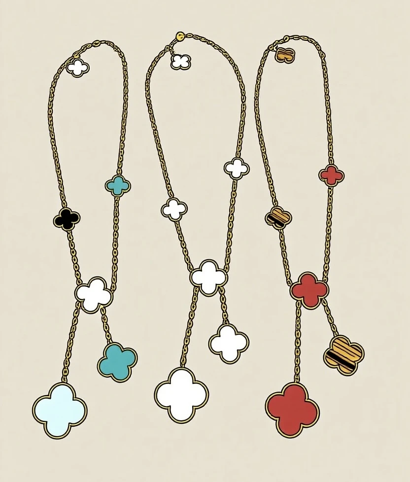 钨金树脂项链 HY 四叶草六花满钻锁骨链