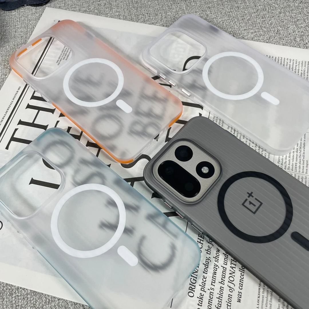 适用一加15手机壳瓦楞防滑边条冰雾磨砂1+13磁吸超薄光栅硬壳肤感