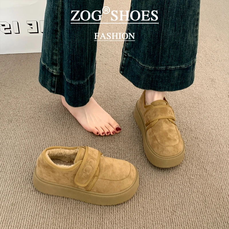 厚底加绒豆豆勃肯鞋女2025新款秋冬季毛毛乐福鞋子博肯棉鞋雪地靴