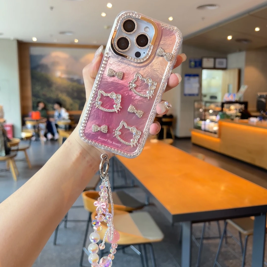 【冰川粉KT猫】闪钻可爱iPhone17ProMax适用于苹果15手机壳14/13 16