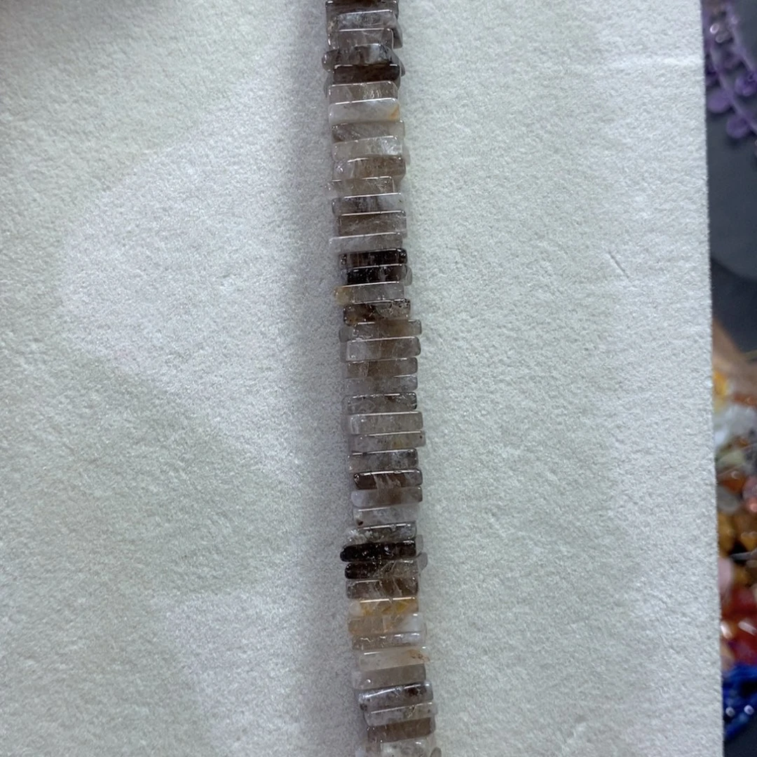 未镶嵌玛瑙/玉髓珠宝半成品天然茶晶方形隔片一条卡14mm