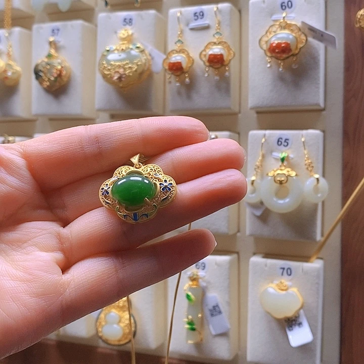 和田玉颈饰银S925镶嵌