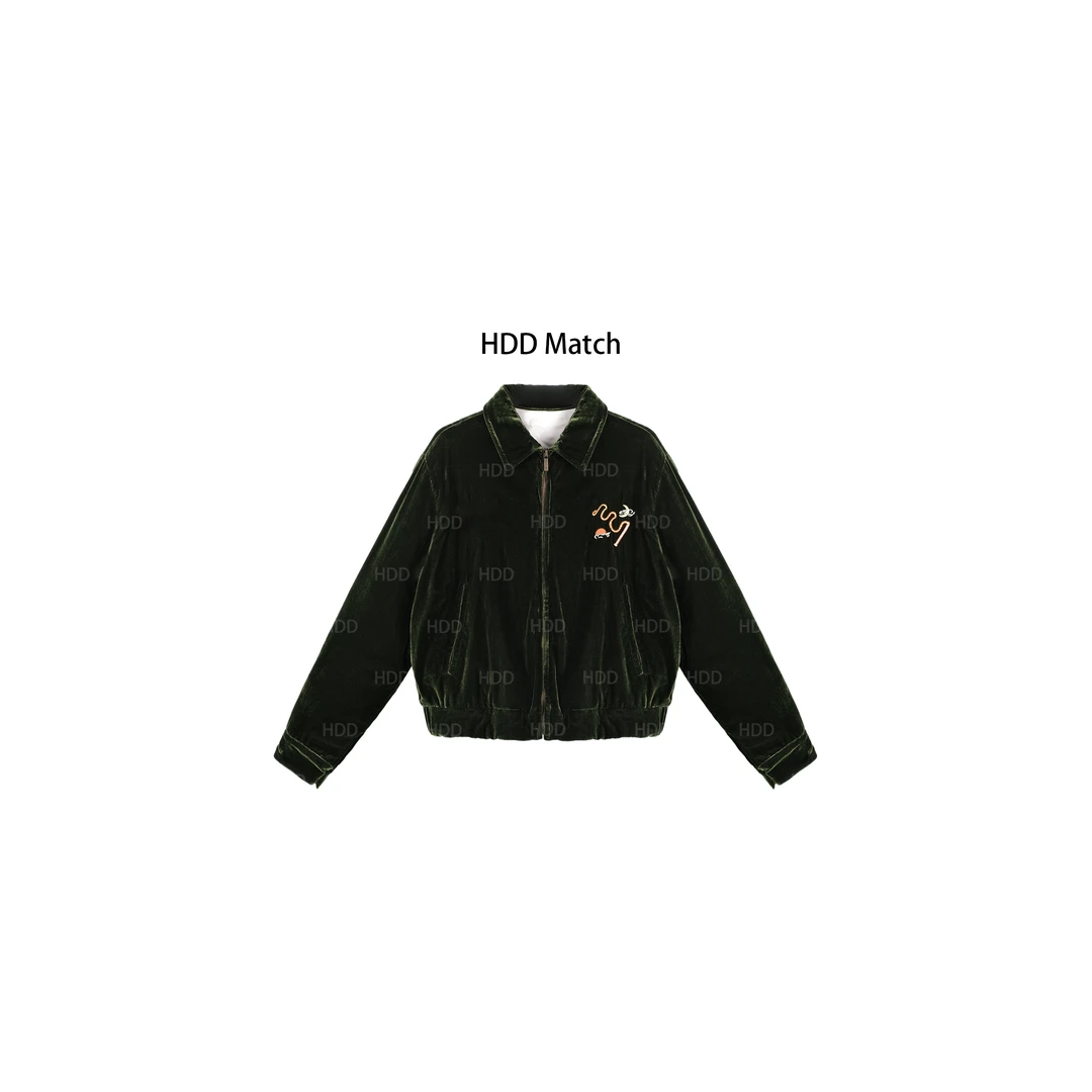 HDD Clothing "定制轻奢"早春女款丝绒定制气质夹棉外套Y6989