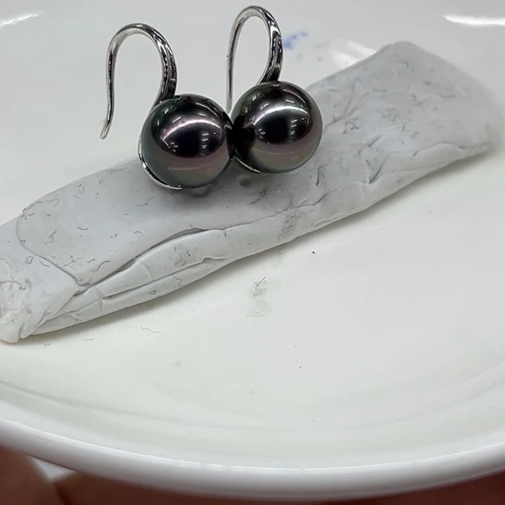 银S925镶嵌耳饰海水珍珠8-9mm