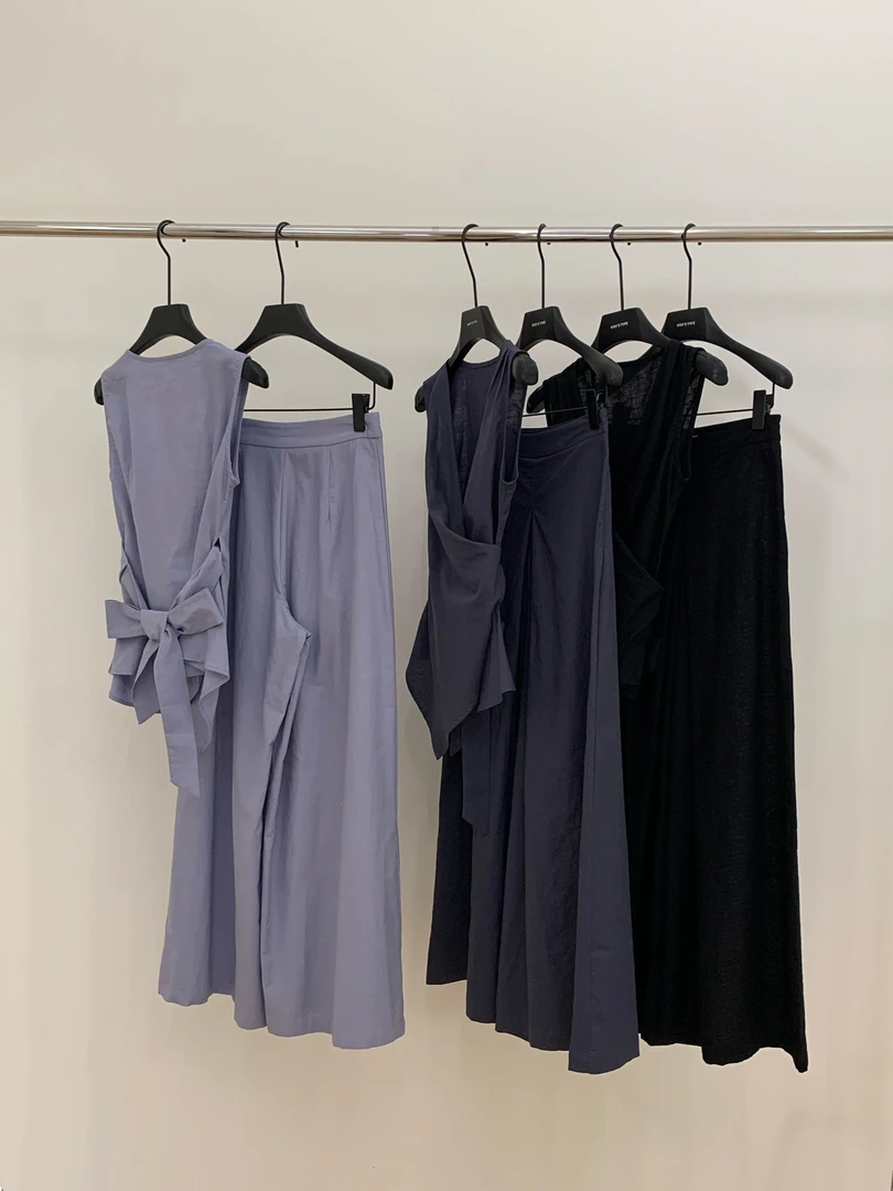 vvs@256512 韩系极简气质交叉绑带上衣裙裤套装 6-4