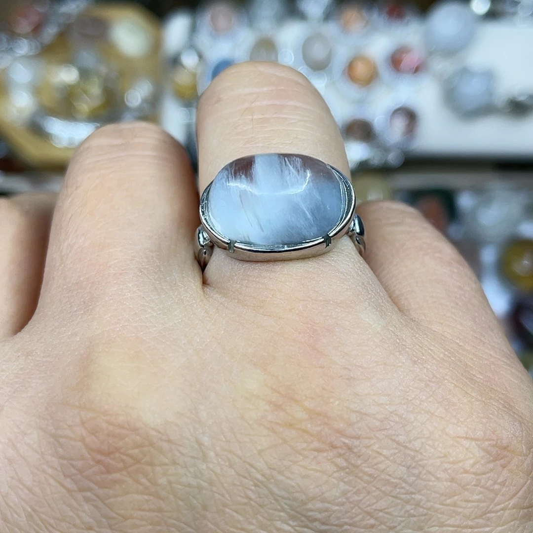 【闪购商品】银S925镶嵌珠宝半成品水晶戒指