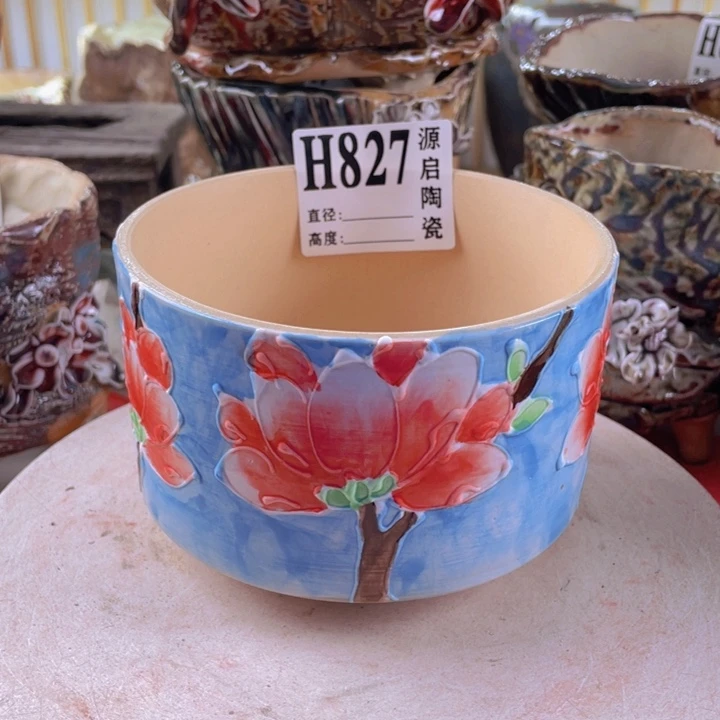 紫砂花盆景德镇陶瓷827