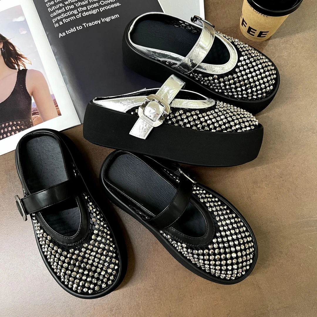 小小苏满钻爆闪松糕底水钻网面包头拖夏天机能潮鞋;EXX29450