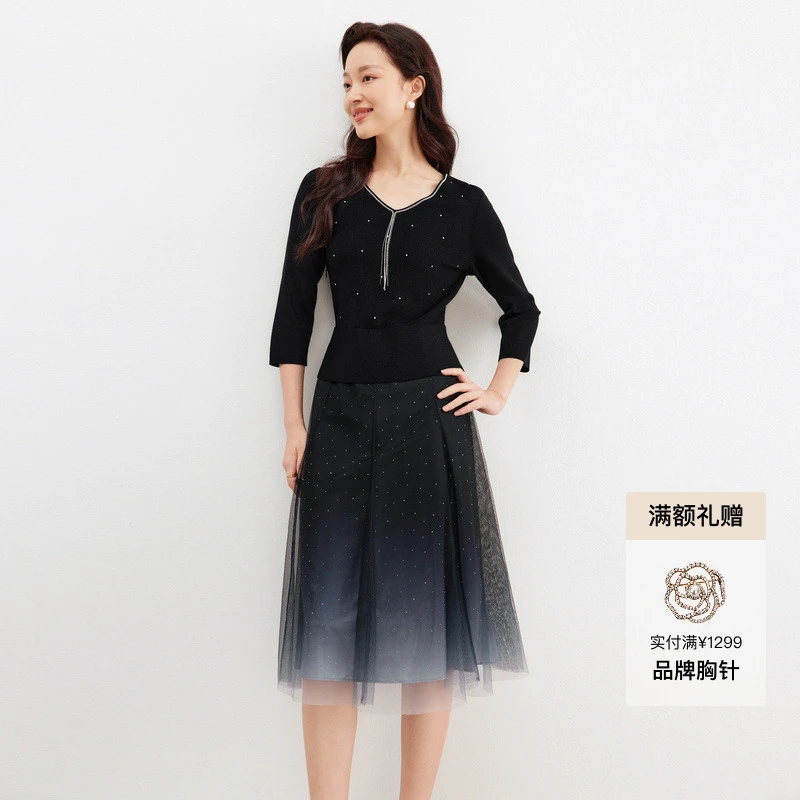 【koradior】珂莱蒂尔新款显瘦气质优雅连衣裙KF08722W0