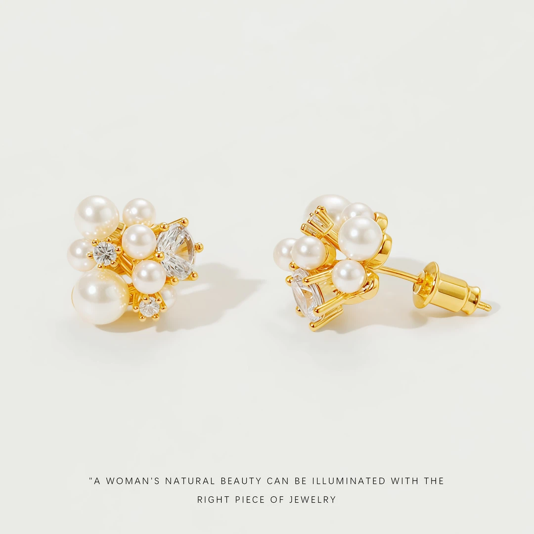 铜合金仿珍珠耳饰 气质轻奢时尚百搭耳钉A487