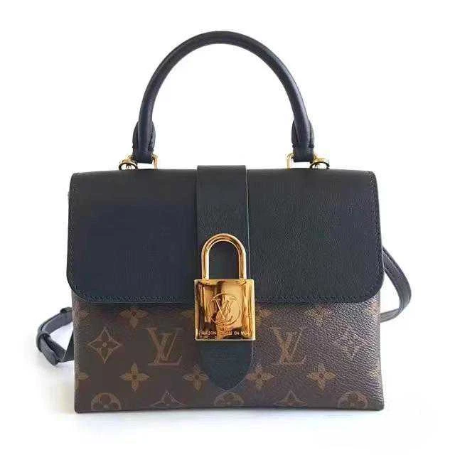 99新 LouisVuitton/路易威登 locky bb锁头单肩包 黑色/焦糖色