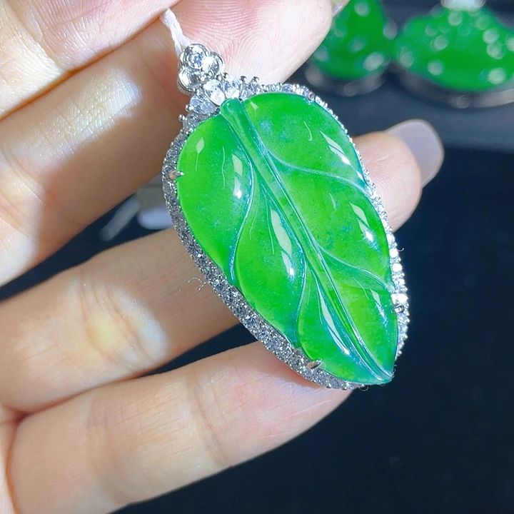 吊坠(不含链)银S925镶嵌翡翠