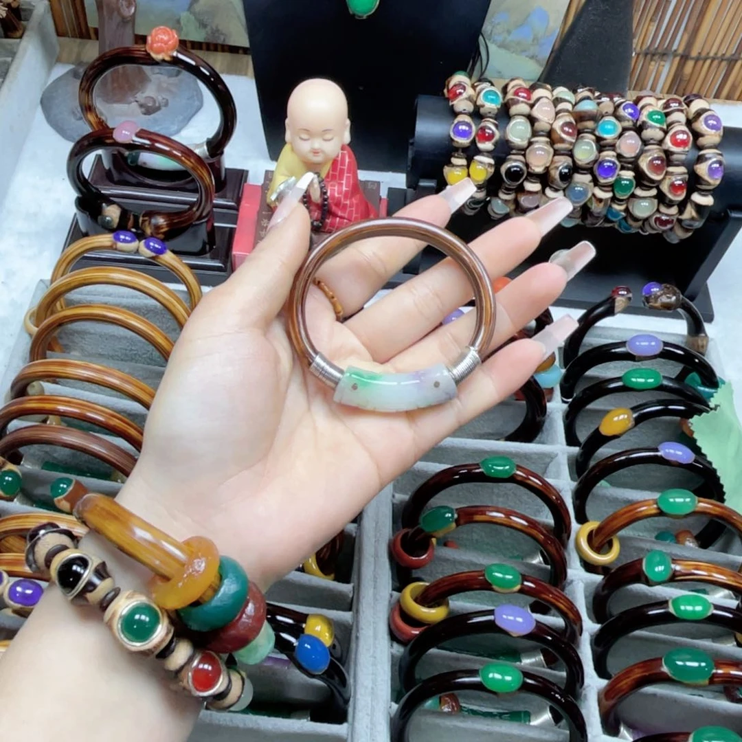 大理石磁石金丝藤镯镶嵌无节