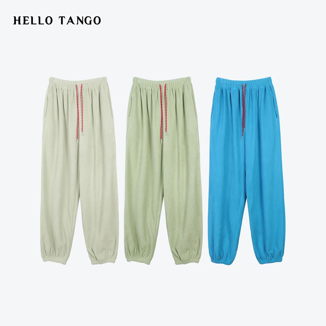 HELLOTANGO《冬季舒适圈》松紧腰抽绳百搭加绒束脚休闲裤54166#