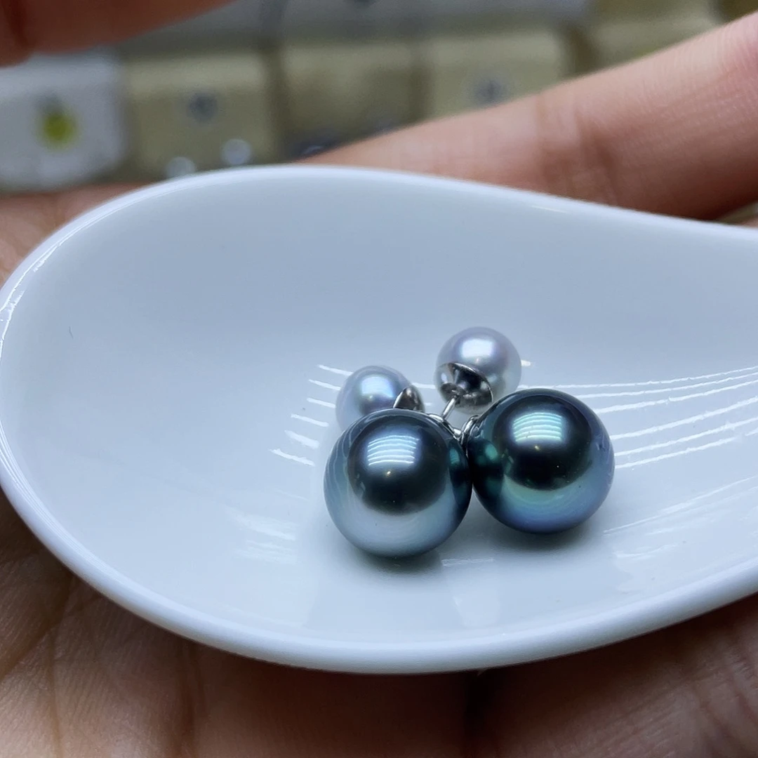 银S925镶嵌海水珍珠耳饰