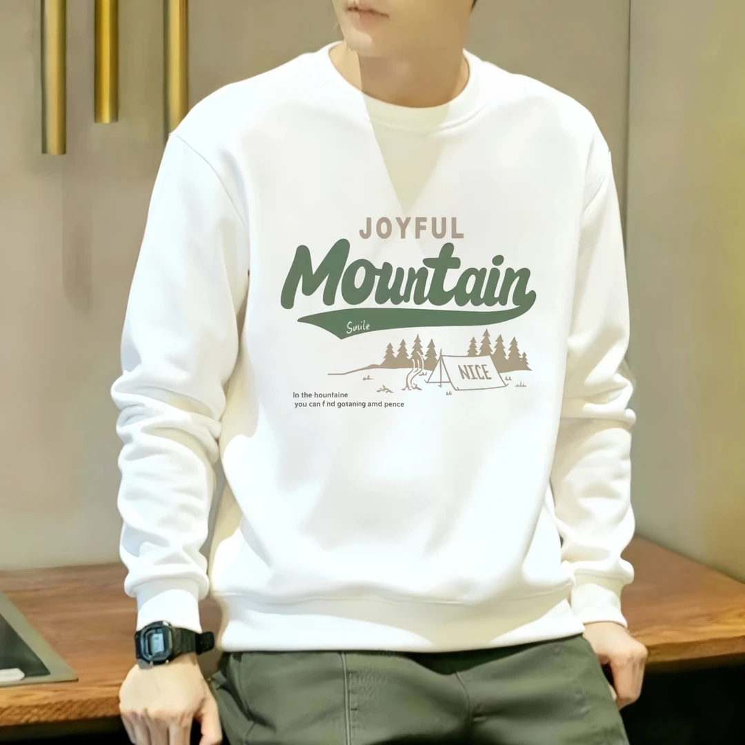 秋冬季新款男士休闲卫衣潮牌字母山峰时尚舒适流行长袖上衣服男款