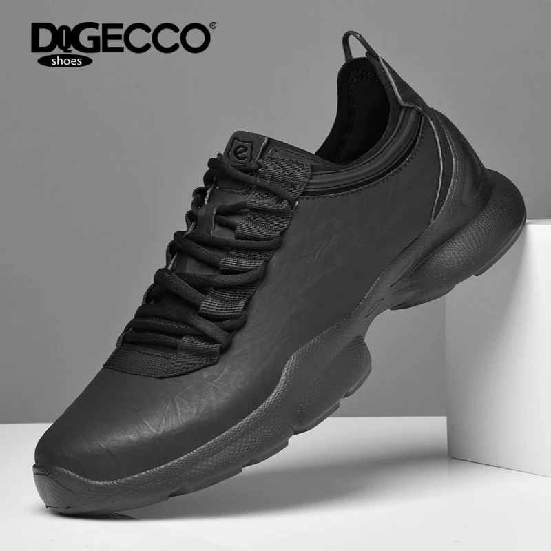DQGECCO爱步特伦厚底防滑百搭耐磨透气鞋子男款黑色秋季时尚
