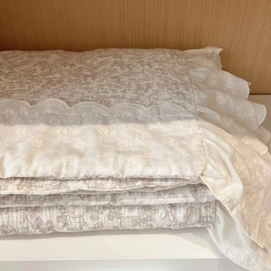 法式工艺款60支长绒棉皱皱被子轻奢风大豆被
