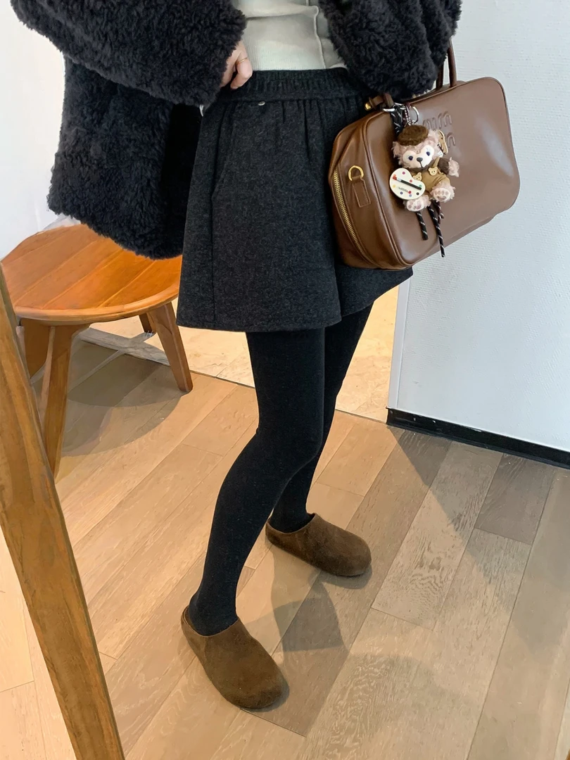 爆款大码灰色毛呢短裤女秋冬2025新款胖mm高腰显瘦a字宽松阔腿裤