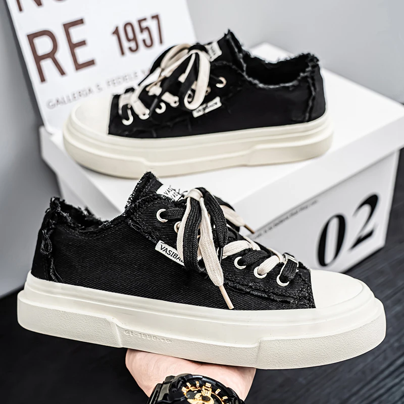 雅鹿2025夏季新款透气鞋子男低帮百搭增高厚底板鞋休闲帆布鞋爆款