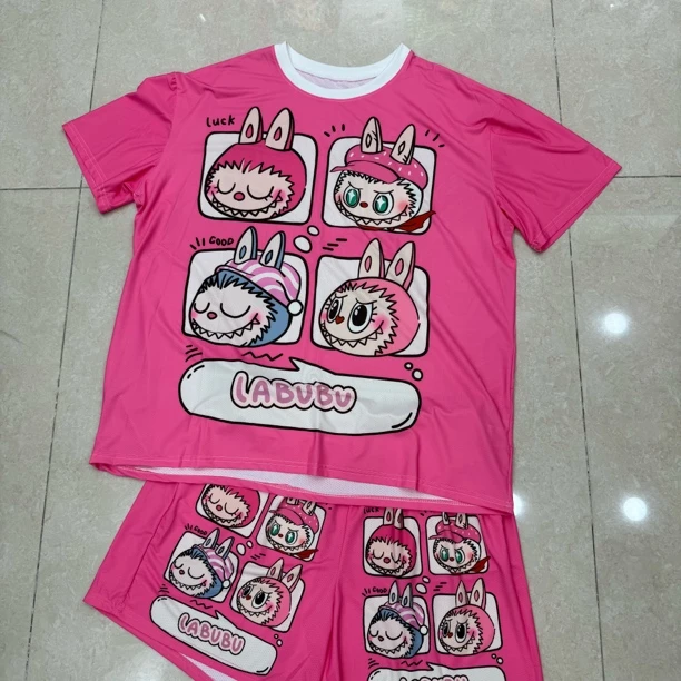 337可爱拉布布印花短袖套装 夏季宽松常服