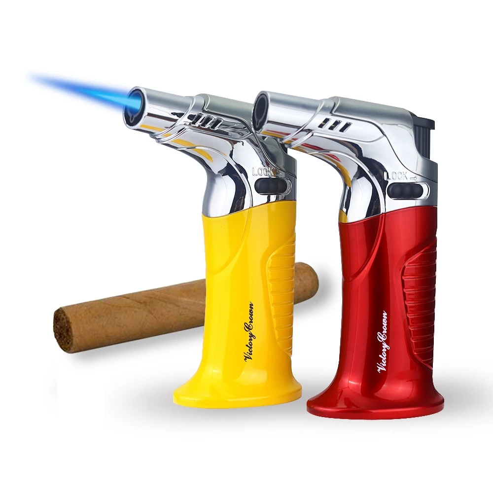 金属雪茄防风打火机喷枪雪茄单火焰直冲台式家用多色可可倒置点火