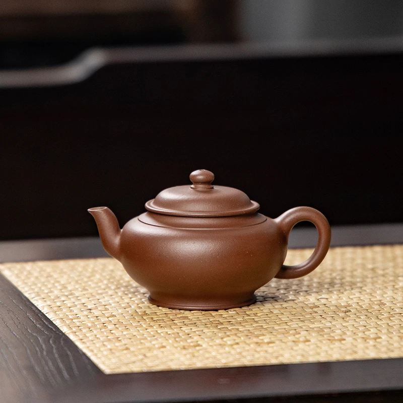 宜兴原矿半手工紫砂壶 高端茶器 中品史小琴 扁灯 红紫AH9257