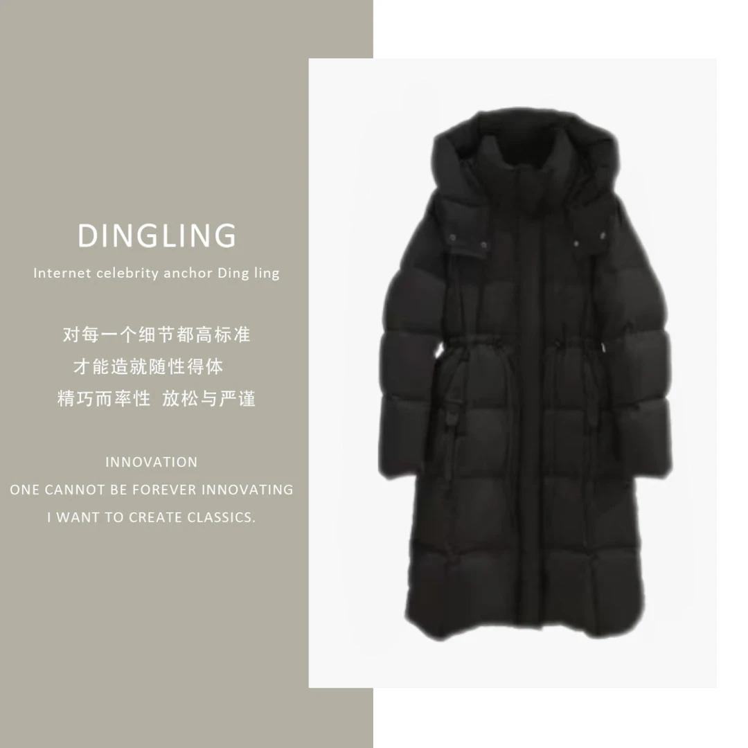 【四季青丁玲轻奢】泡芙云朵羽绒服24新款中长款连帽90白鸭绒688