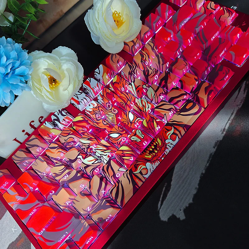 奥尔龙侧刻键帽魔导士ez63PBT原厂高度客制化免喷涂五面热升华