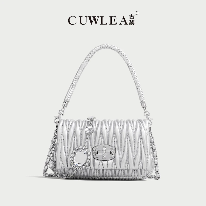 【CUWLEA/古黎】2025年新款褶皱包单肩斜挎手拎包GL-2115