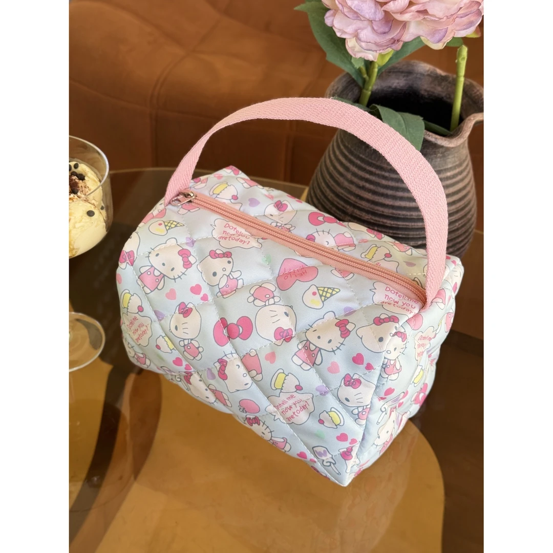 粉蓝猫咪HelloKitty化妆大容量防水可爱日系耐脏加棉洗漱包