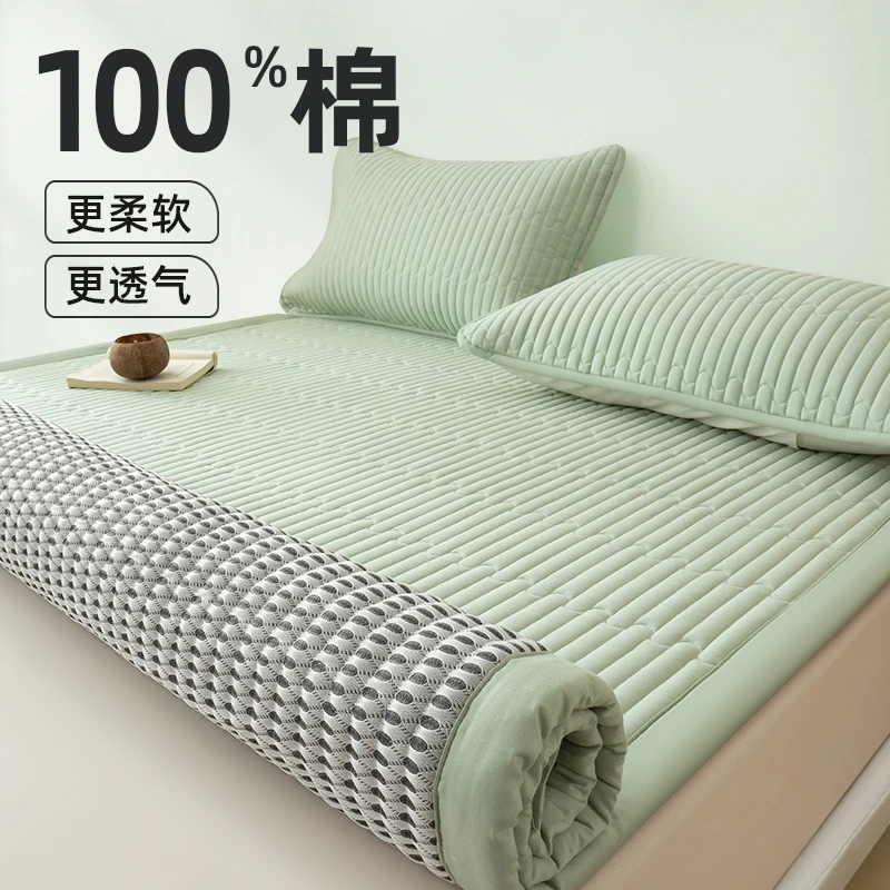 100%全棉床垫加厚软垫子纯棉床褥子铺底家用床上棉花垫被防滑单人