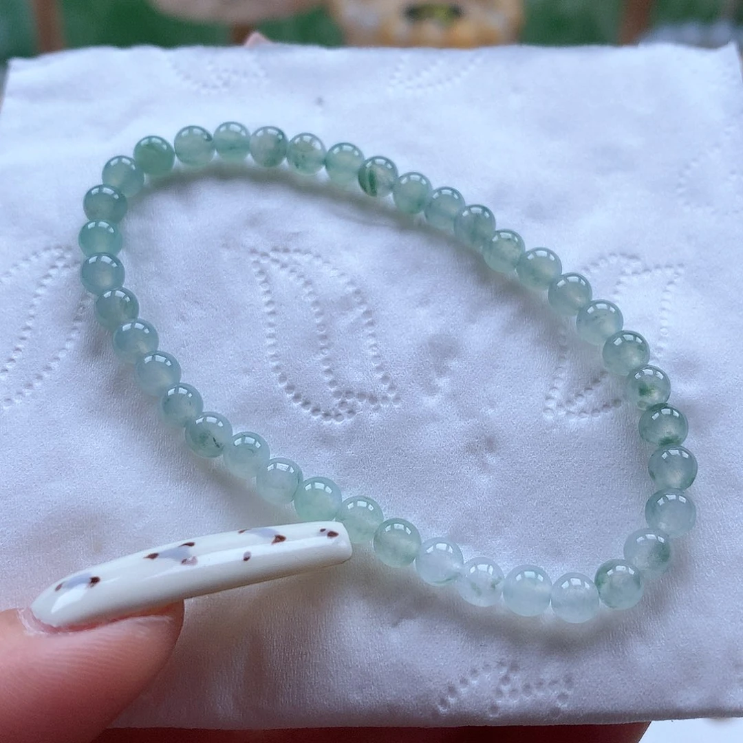 翡翠未镶嵌手链圆珠4.5飘花