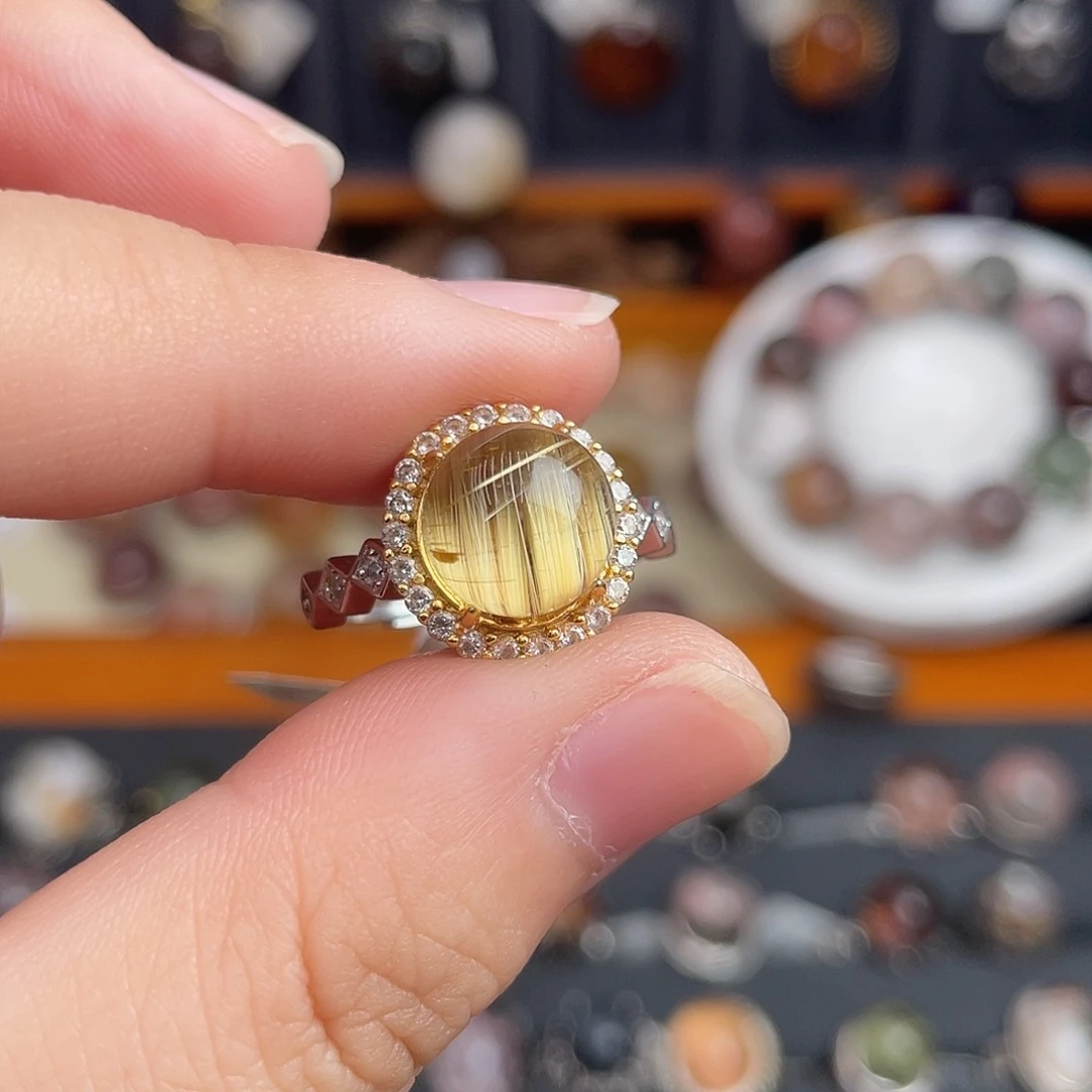 水晶戒指银S925镶嵌大*青