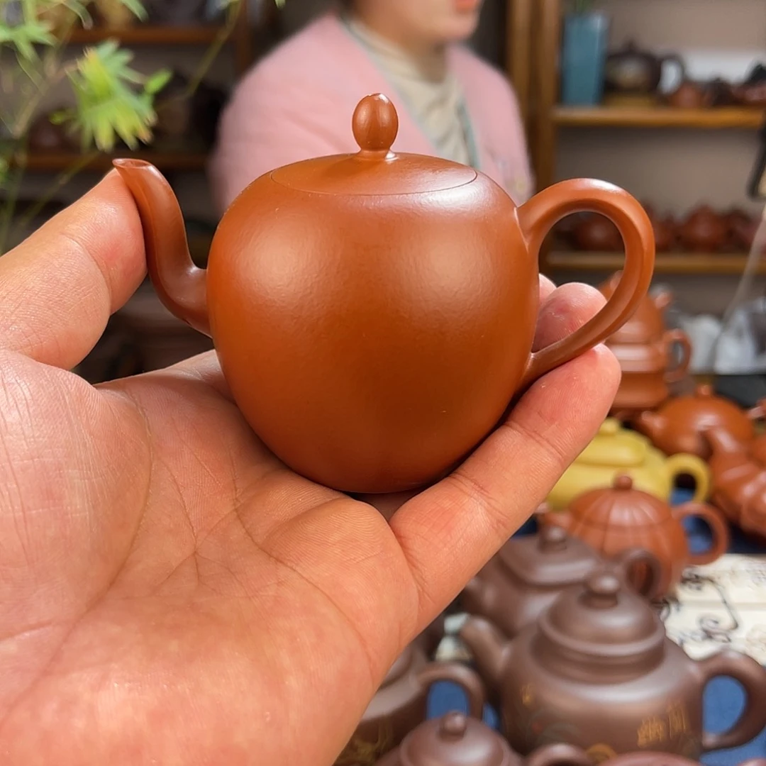 紫砂壶@**作全手工美人肩150cc原矿赵庄皱皮朱泥