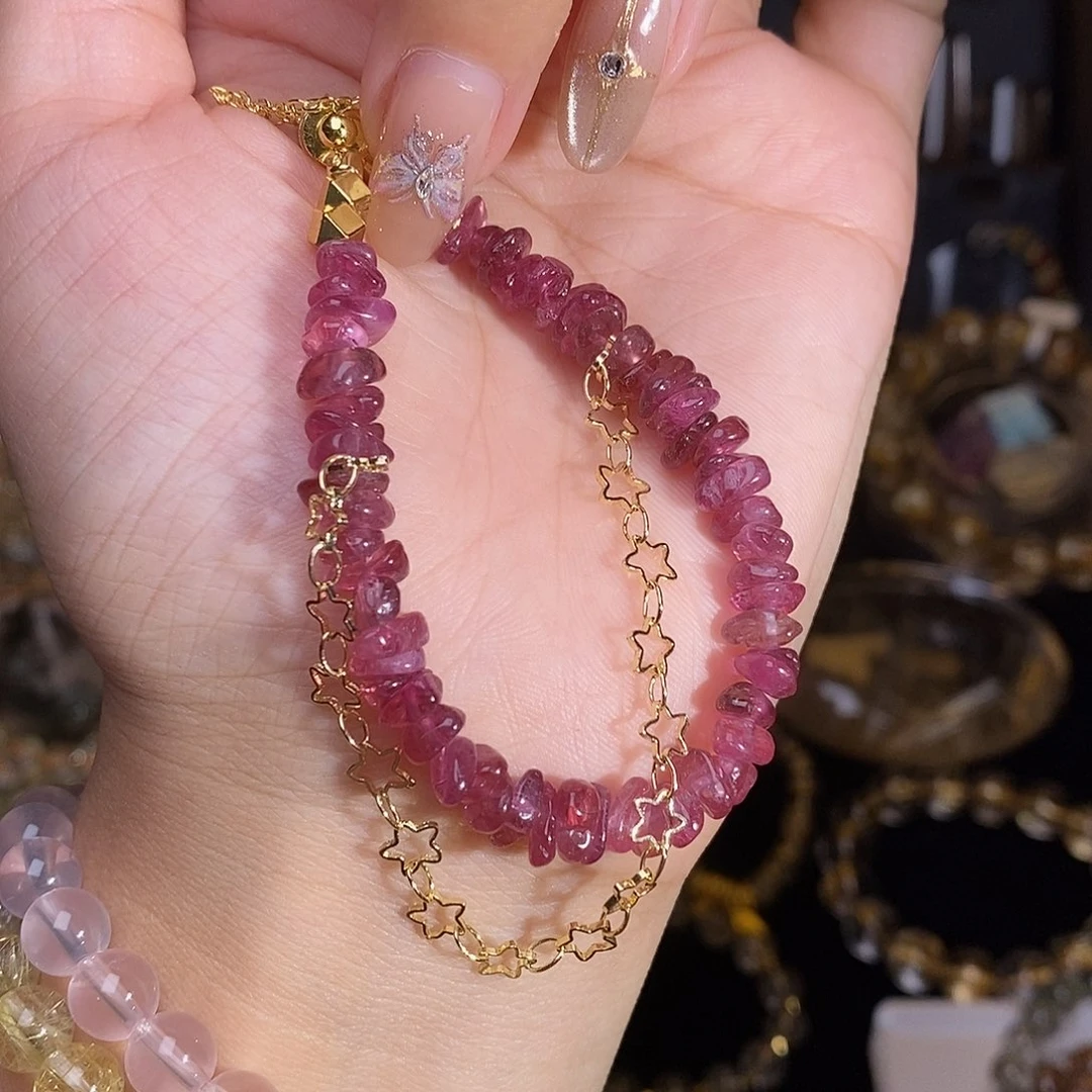 合金手链水晶天然碧玺设计款星星手链