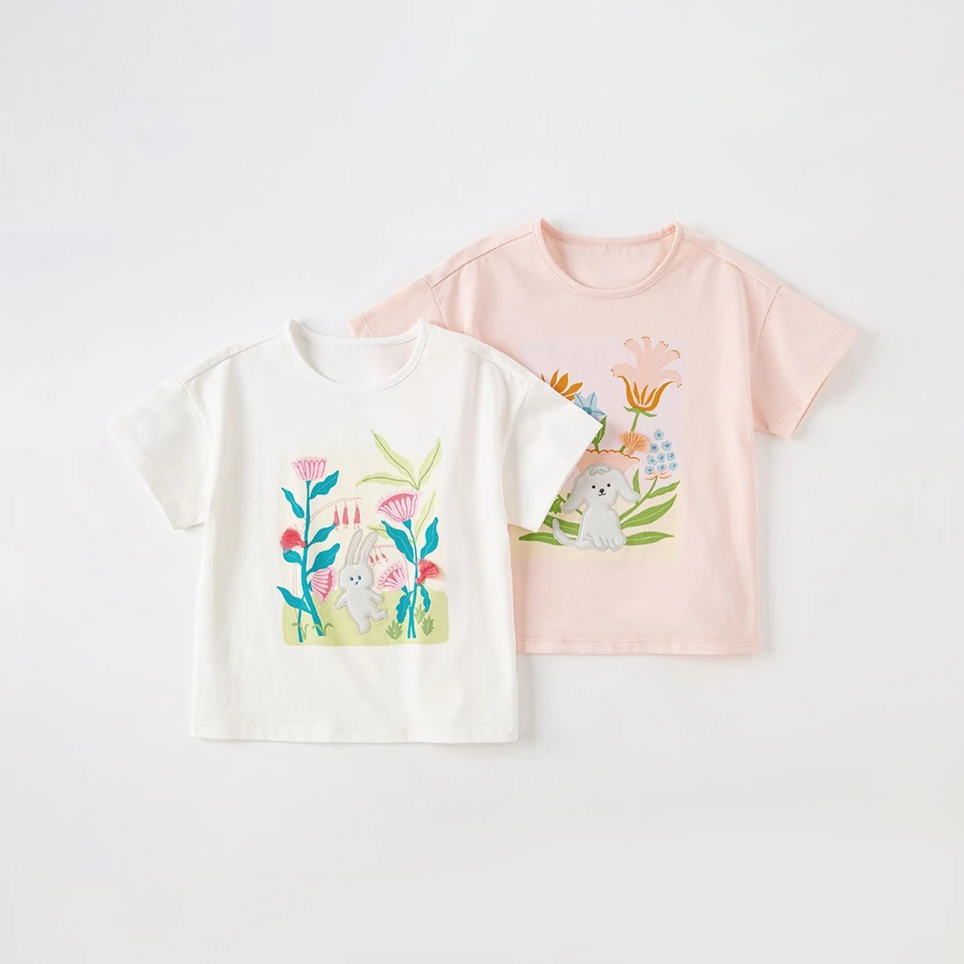 戴维贝拉童装女童短袖短裤套装宝宝夏装牛仔裤儿童衣服DB2234915