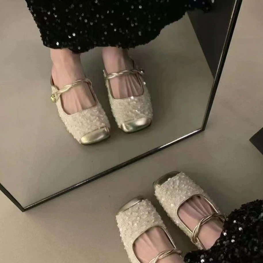 Y.M | 金色玛丽珍 仙女亮片bulingbuling 韩系精致款单鞋003