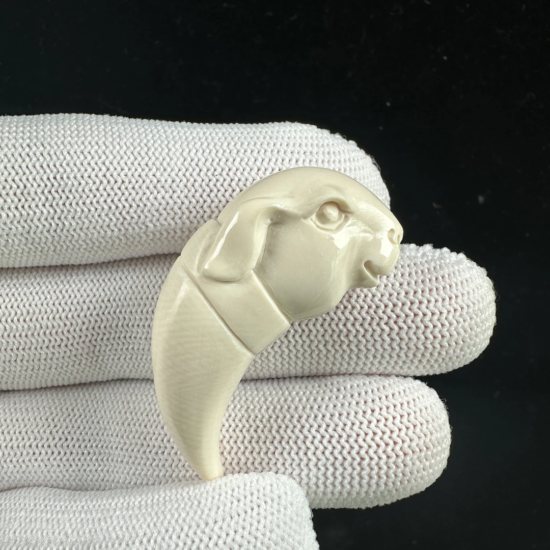 H1508天然猛犸牙雕刻兔 牙尖 12*42mm支持鉴定 假一罚四