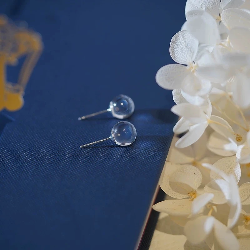 晶挖挖天然白水晶耳钉耳饰女款时尚百搭小众（0826）多样性发其一