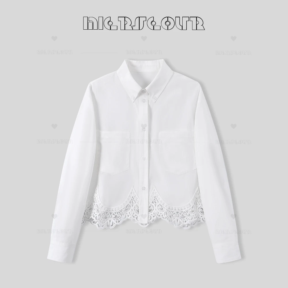 2025春季新款甜美刺绣衬衫上衣586255