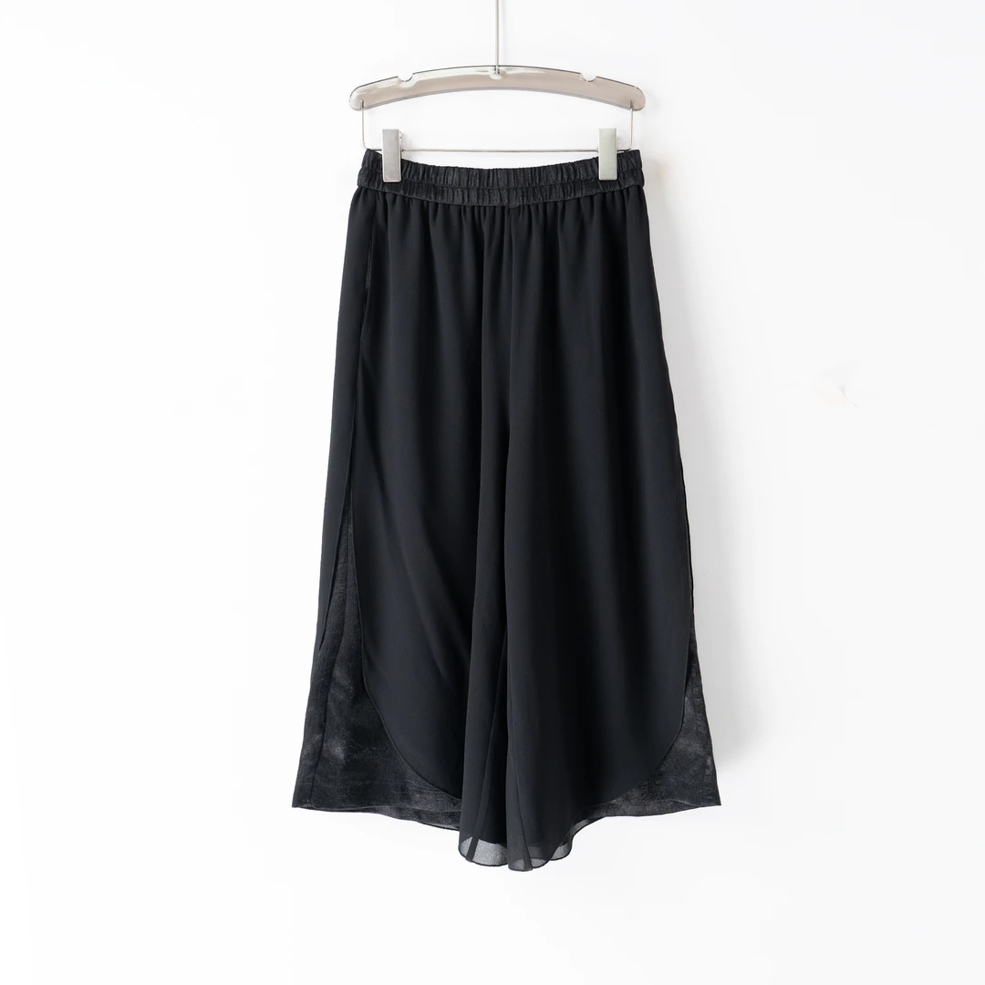 PK250468新款气质重工醋酸面料裤子松紧腰阔腿裤小众设计师款