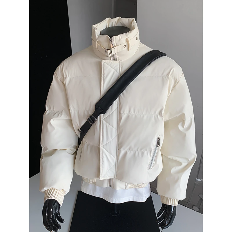 美式复古立领棉服男款冬季加厚保暖短款潮牌设计感情侣面包服外套