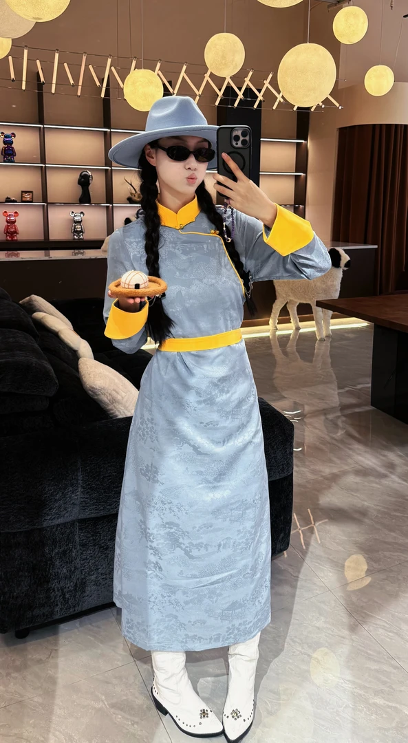 【卓日雅】5540 新款民族风改良长袍蒙古族服饰（带腰带）