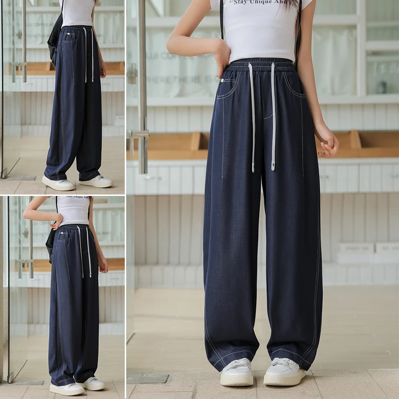 骄骄虎薄款裤子2025夏季新款女大童洋气百搭青少年显瘦牛仔裤7222